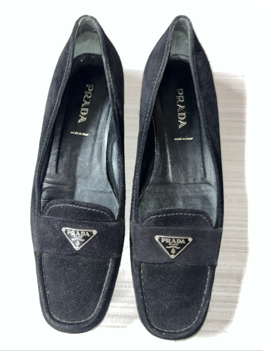 Prada Calzature Donna Suede Patent Leather Loafers